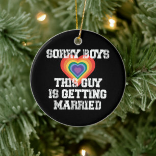 Ledsen pojkar den här killen gifter sig gay julgransprydnad keramik