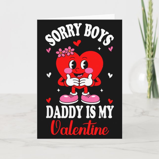 Ledsen pojkar pappa är min valentin söta flickor b kort (Framsida)