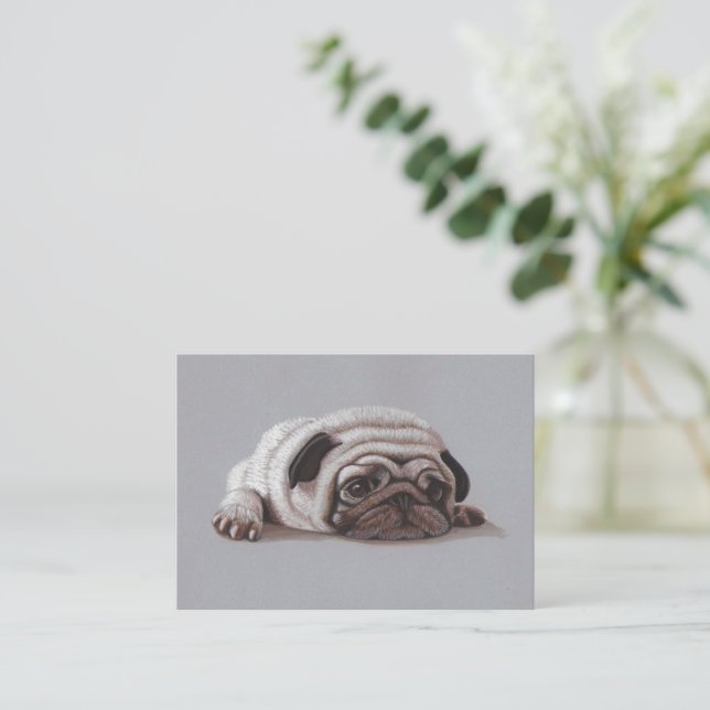 Ledsen Pug Anteckningskort (Stående Fram)