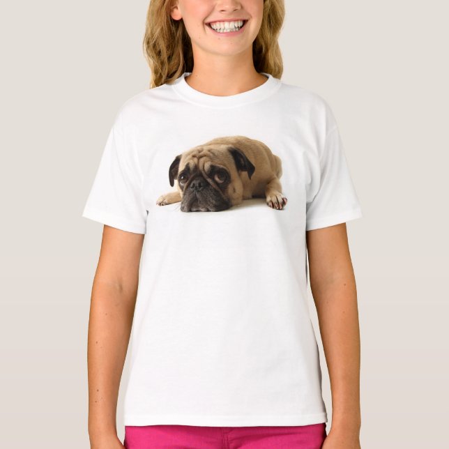 Ledsen Pug T Shirt (Framsida)