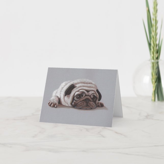 Ledsen Pug Tack Kort (Framsida)