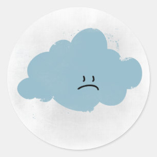 Ledsen Rain Cloud Runt Klistermärke