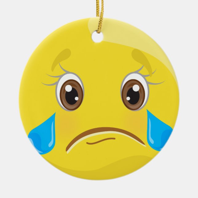 Ledsen river den Emoji julprydnaden Julgransprydnad Keramik (Framsidan)