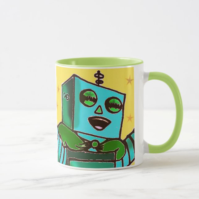 Ledsen robot/lycklig robotkaffemugg mugg (Höger)