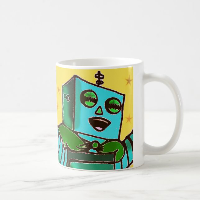 Ledsen robot/lycklig robotkaffemugg mugg (Höger)