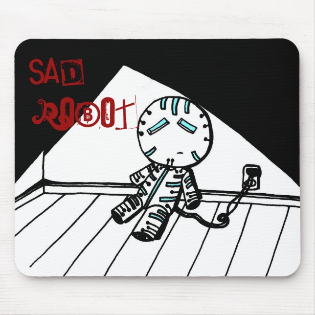 Ledsen Robot Mousepad Musmatta (Framsidan)