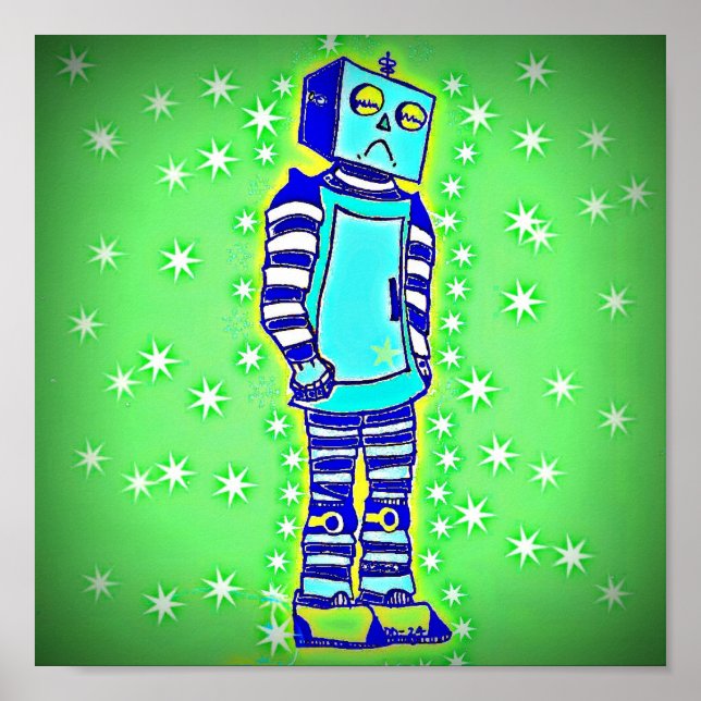 Ledsen Robot Poster (Framsidan)