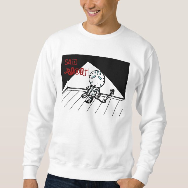 Ledsen Robot Shirts Lång Ärmad Tröja (Framsida)