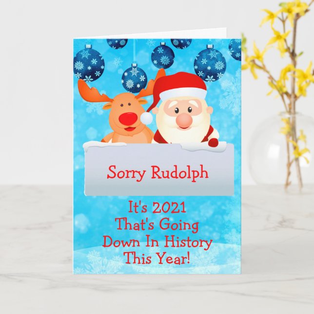 Ledsen Rudolf 2021 Ner i Historien God Jul Kort (Gul blomma)