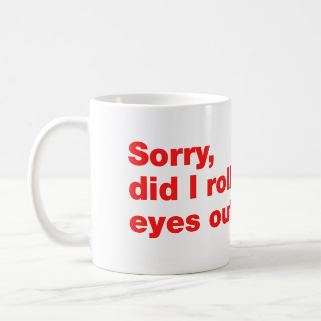 Ledsen, ryckte jag till med ögonen högt kaffemugg (Vänster)