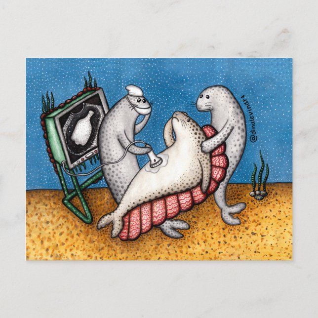 Ledsen Sälar Earth Day Plastic Flaska Meddelande Vykort (Framsida)