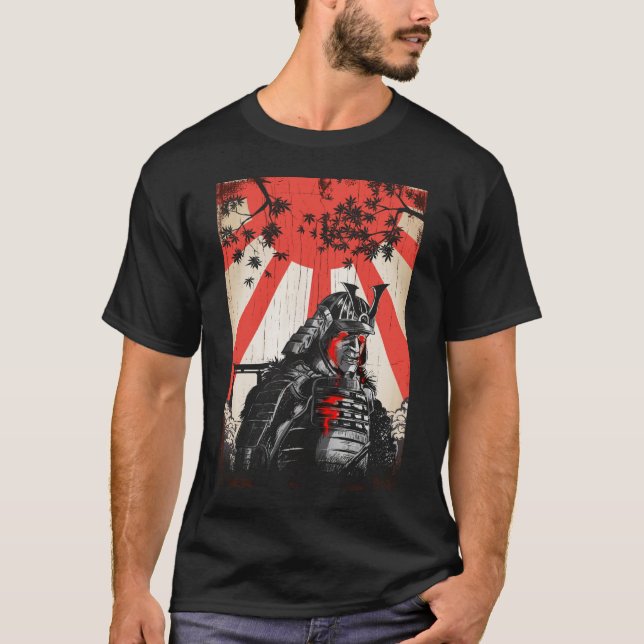 Ledsen Samurai Warrior japansk Culture Swordsman T Shirt (Framsida)