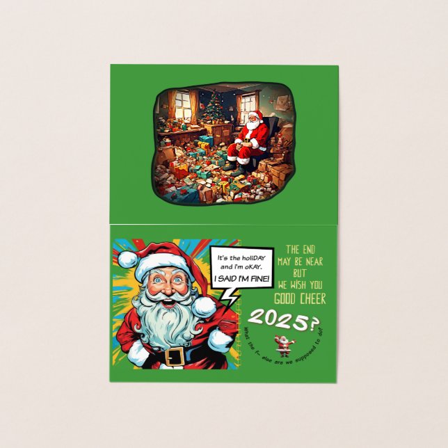 Ledsen Santa Brings Cheer Folierat Kort (Insida)