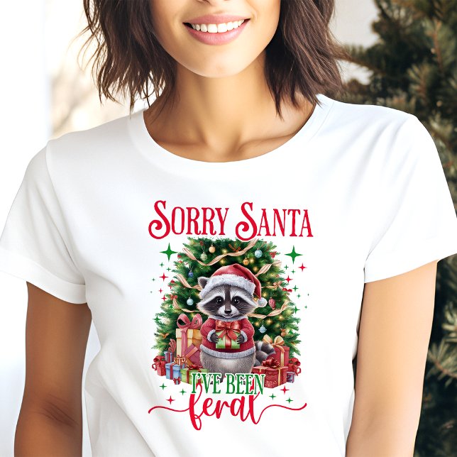 Ledsen Santa Vild Tvättbjörn Jul T Shirt (Skapare uppladdad)