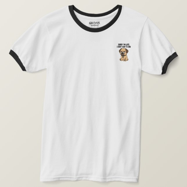 Ledsen Sen Grinig Hund T Shirt (Design framsida)