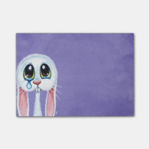 Ledsen skriande vitkaninillustration post-it block