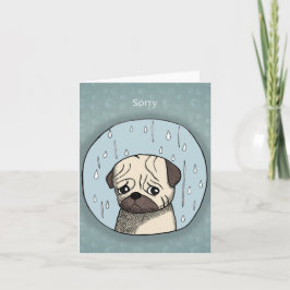 Ledsen Söt Pug Hund i Regn Ursäktar Roligt ledsen Kort