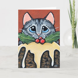 Ledsen Tabby katt och julmålning Helgkort