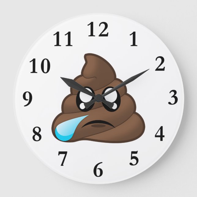 Ledsen Tear Poop Emoji Stor Klocka (Framsida)