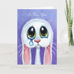 Ledsen Teary Bunny Rabbit jag saknar dig. Kort
