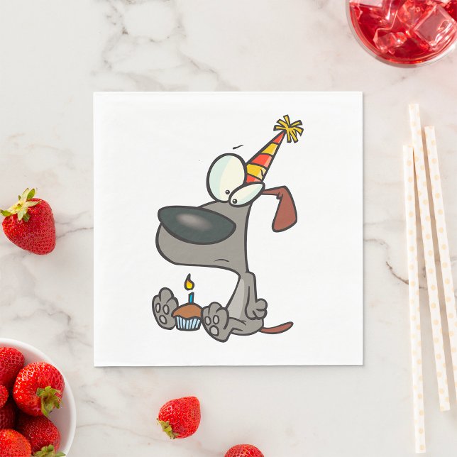 Ledsen Tecknad på födelsedagen med Cupkaka Pappersservett (Skapare uppladdad)