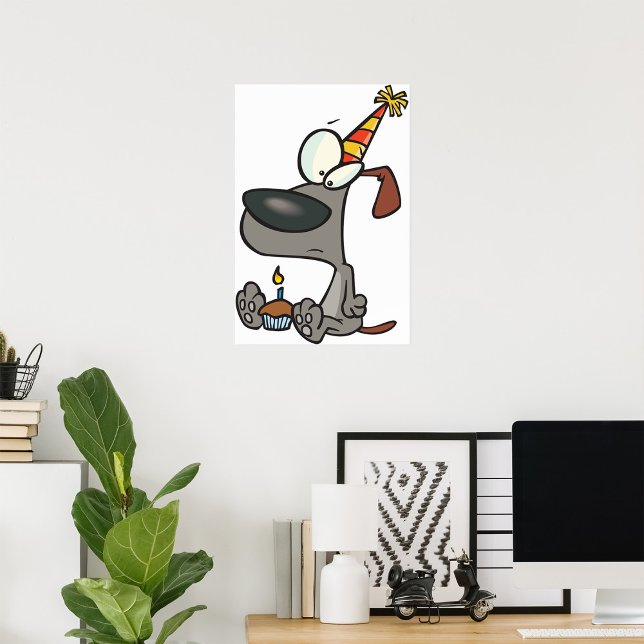 Ledsen Tecknad på födelsedagen med Cupkaka Poster (Skapare uppladdad)
