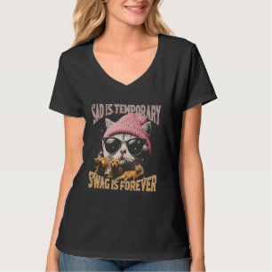 Ledsen Temporär svamp för Cat Funny som säger kvin T Shirt