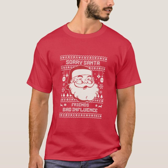Ledsen Tomte Dåliga Vänner Influenser Fula Jul  T Shirt (Framsida)