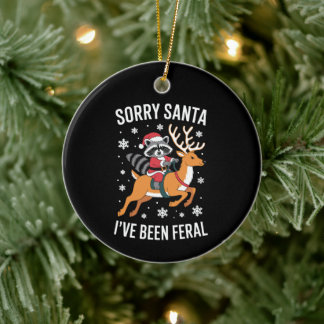 Ledsen Tomte Jag Har Varit Vild Jul Tvättbjörn Xma Julgransprydnad Keramik