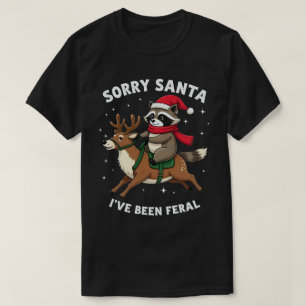Ledsen Tomte Jag Har Varit Vild Röd Jul Tvättbjörn T Shirt