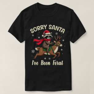 Ledsen Tomte Jag Har Varit Vild Röd jul tvättbjörn T Shirt