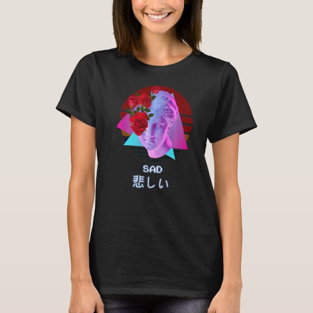 Ledsen Vaporwave Aesthetic Japanska T Shirt (Framsida)