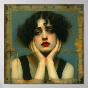 Ledsen Woman med händer på hennes ansikte Poster