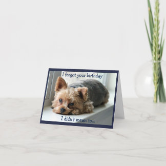 Ledsen Yorkie försenad födelsedag Kort