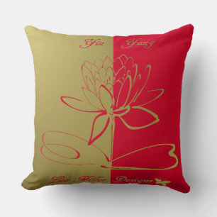 Lee Hiller Design Logotyp Accents Guld Red Kudde