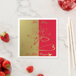 Lee Hiller Design Logotyp Accents Guld Red Pappersservett