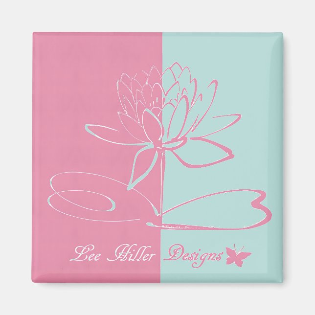 Lee Hiller Designs Accents Rosa Aqua Magnet (Framsidan)