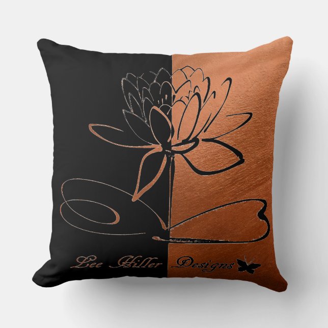 Lee Hiller Designs Accents Svart Koppar Kudde (Framsida)