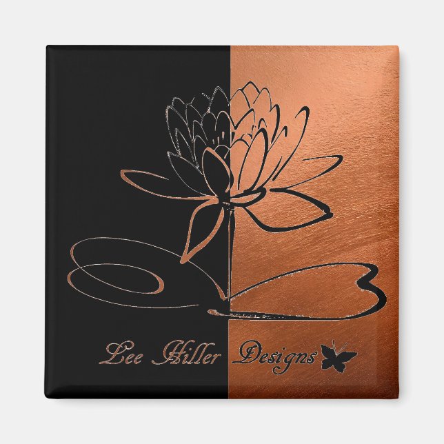Lee Hiller Designs Accents Svart Koppar Magnet (Framsidan)