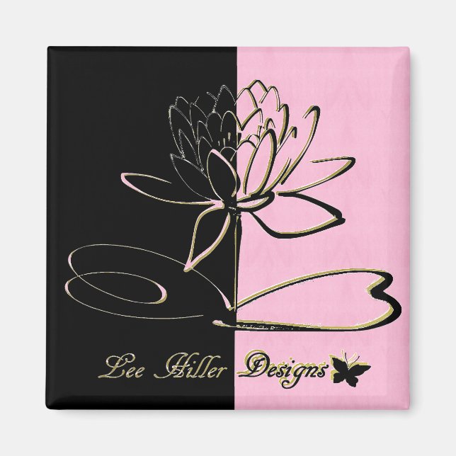 Lee Hiller Designs Accents Svart Rosa Guld Magnet (Framsidan)