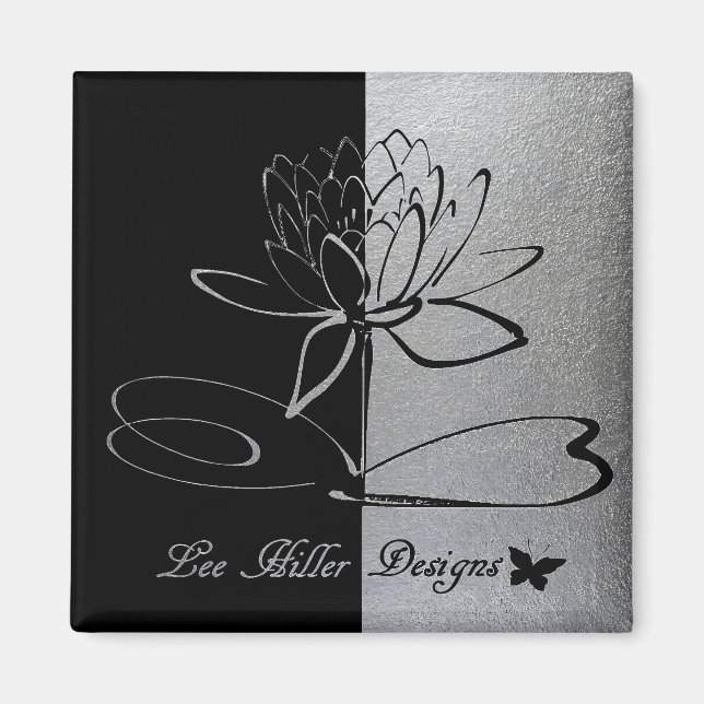 Lee Hiller Designs Logo Accents Black & Stainless Magnet (Framsidan)