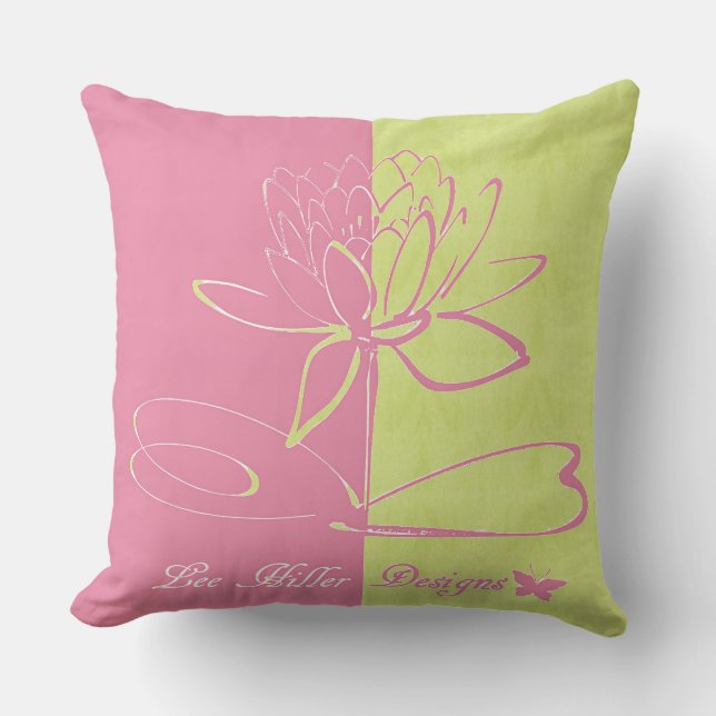Lee Hiller Designs Logo Accents Pink Green  Kudde (Framsida)