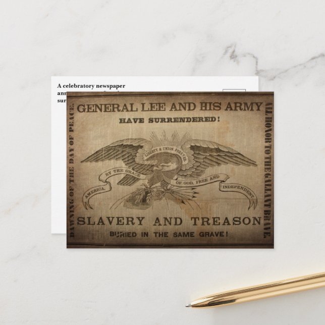 Lee Surrenders! vykort (Fram/Back In Situ)