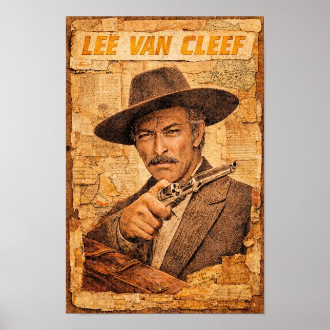 Lee Van Cleef med revolveraffisch Poster (Framsidan)