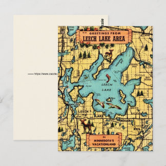Leech Lake Minnesota Kart Postkort Vykort
