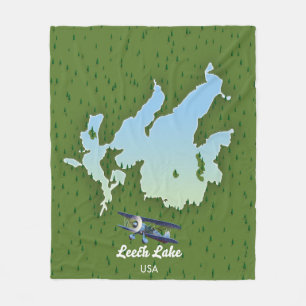Leech sjö Travel karta Fleecefilt