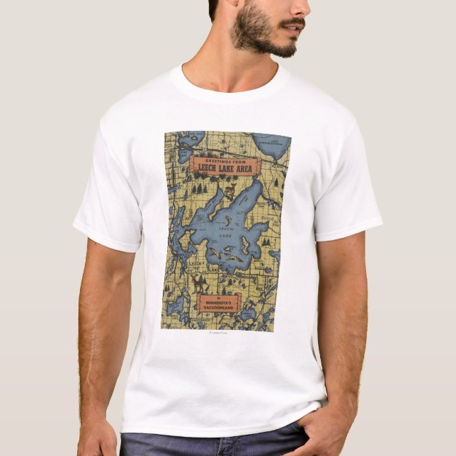 Leech sjöområde, Minnesota - stora brevplatser T-shirt (Framsida)