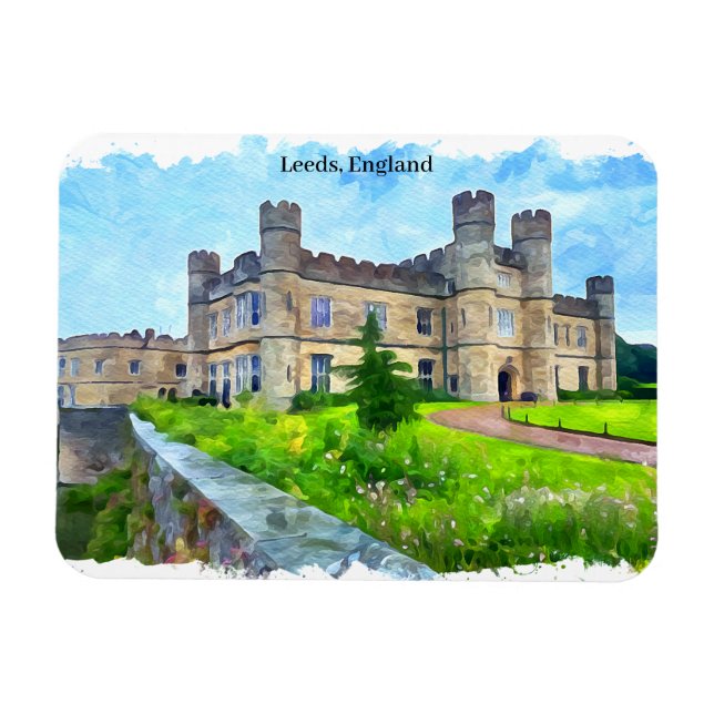 Leeds England Castle Panorama View Magnet (Horisontell)