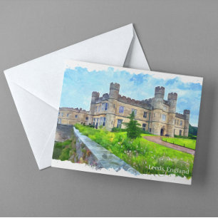 Leeds England Castle Panorama View Vykort