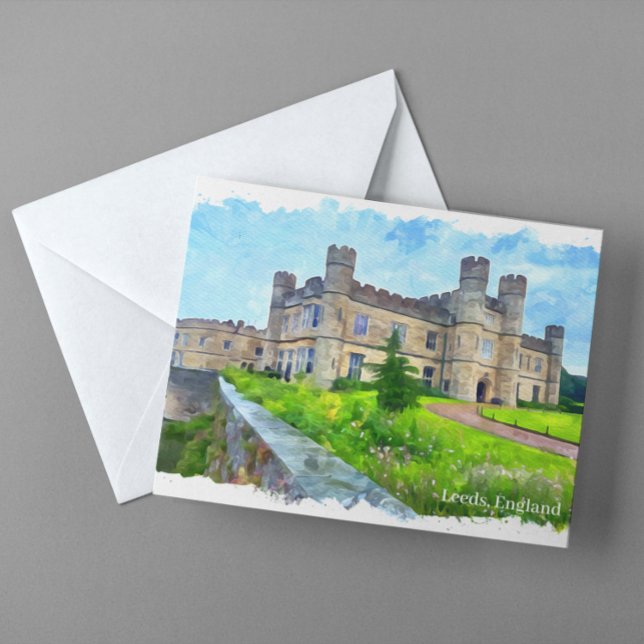 Leeds England Castle Panorama View Vykort (Leeds England castle postcard)